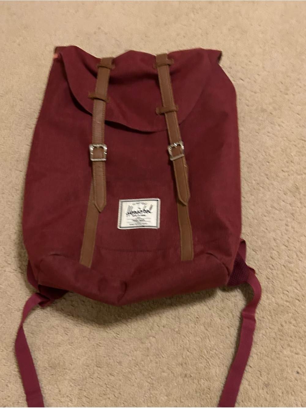 Herschel Supply Company Burgundy Backpack with Brown Straps